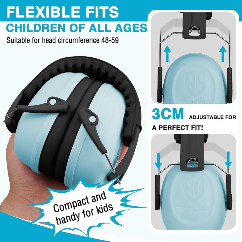 WORKPRO سماعات إلغاء الضوضاء للأطفال، NRR 25dB حماية أذن الأطفال، سماعات تخفيض الضوضاء للتوحد - Image 4